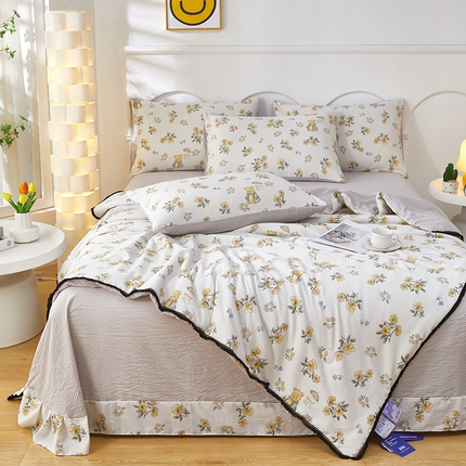 91家纺网 家纺一手货源 找家纺 （总）全美家居 2025新款直播爆款A类透气泡芙棉夏被四件套夏凉被空调被