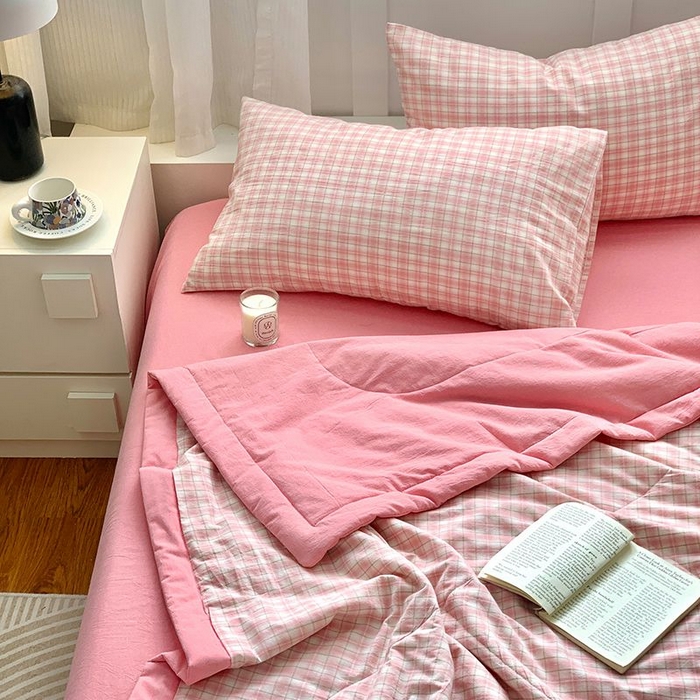 91家纺网 家纺一手货源 找家纺 （总）水洗的故事2025新款A类色织水洗棉丝夏被四件套系列