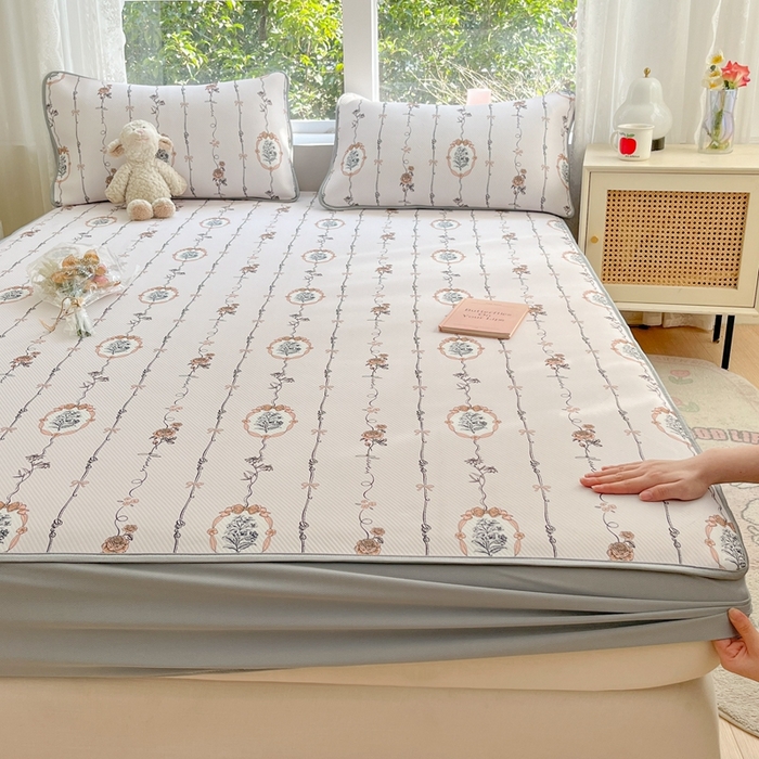 91家纺网 家纺一手货源 找家纺 星座 2025大斜纹复合冰丝凉席床笠款 兰菲妮-床笠款