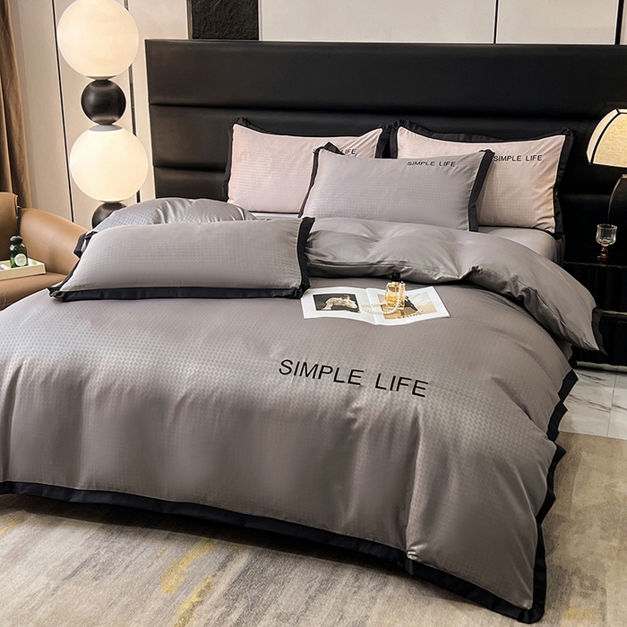 91家纺网 家纺一手货源 找家纺 艾米家居 2025水洗真丝提花系列简约生活 简约生活珠光灰