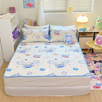 91家纺网 家纺一手货源 找家纺 澳萝拉 2024新款A类凉感丝三丽鸥乳胶凉席 星空大耳狗