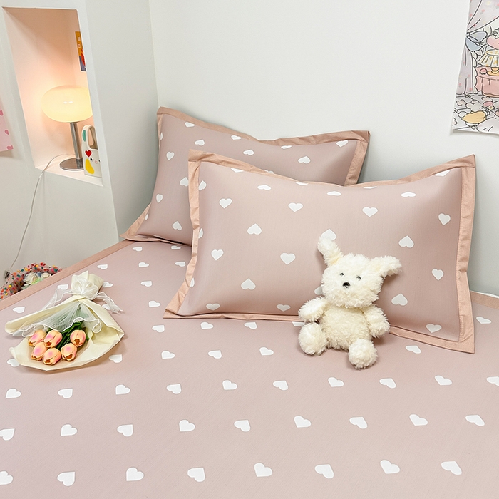 91家纺网 家纺一手货源 找家纺 全季家居 2024新款卡通提花系列PE凉感席 爱心-山茶粉