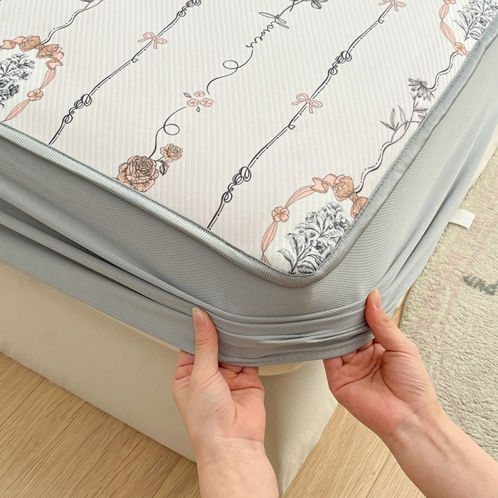 91家纺网 家纺一手货源 找家纺 星座 2025大斜纹复合冰丝凉席床笠款 兰菲妮-床笠款