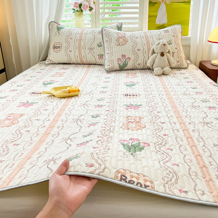 91家纺网 家纺一手货源 找家纺 慕澄家纺 2024新款小版印花0.5乳胶凉席系列 洛丽塔