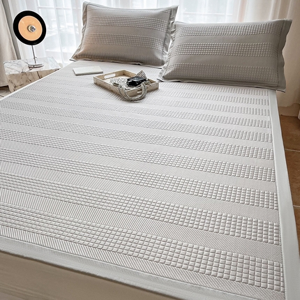 91家纺网 家纺一手货源 找家纺 全季家居 2024新款5A速冷PE简约系列凉豆豆席 格调-浅灰-床席款
