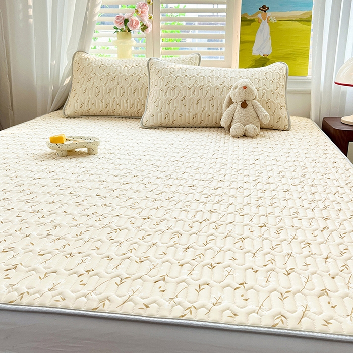 91家纺网 家纺一手货源 找家纺 慕澄家纺 2024新款小版印花0.5乳胶凉席系列 叶子青青