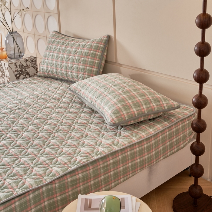 91家纺网 家纺一手货源 找家纺 杜先生 2024新款无印风水洗棉夹棉床笠 简兮格