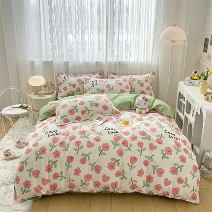 91家纺网 家纺一手货源 找家纺 （总）天之澜 2024新款植物羊绒简约斜纹磨毛四件套