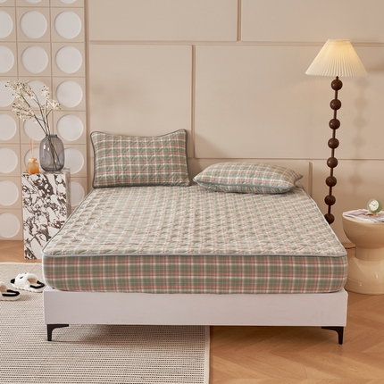 91家纺网 家纺一手货源 找家纺 杜先生 2024新款无印风水洗棉夹棉床笠 简兮格