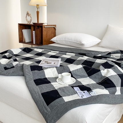 青螺家纺 双面全棉色织水洗棉新疆棉花被百分百（支持质检）黑白格