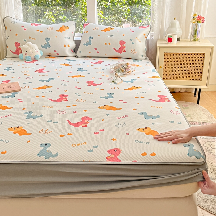 91家纺网 家纺一手货源 找家纺 星座 2025大斜纹复合冰丝凉席床笠款 可可龙-床笠款