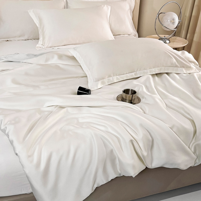 91家纺网 家纺一手货源 找家纺 锦罗绣 2024新款80s奥地利进口兰精天丝四件套 奶白