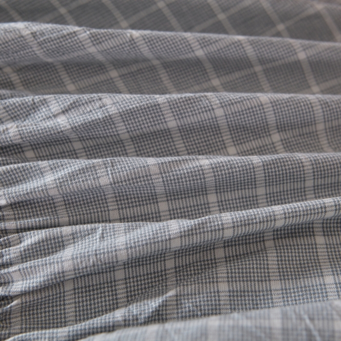 91家纺网 家纺一手货源 找家纺 杜先生 2024新款无印风水洗棉夹棉床笠 浅绿小格