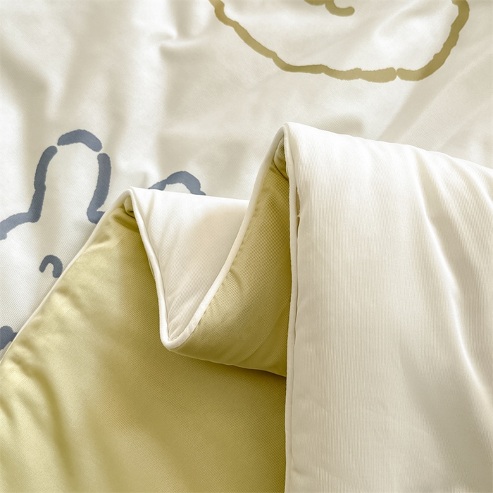 91家纺网 家纺一手货源 找家纺 古吉梦 2024新款冰激凌凉感丝夏被-小清新 凉感丝夏被-奶油布丁+莴苣