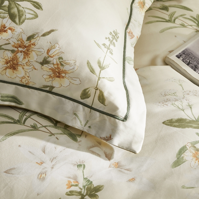 91家纺网 家纺一手货源 找家纺 怡家居 2024新款100支长绒棉印花四件套 花想容