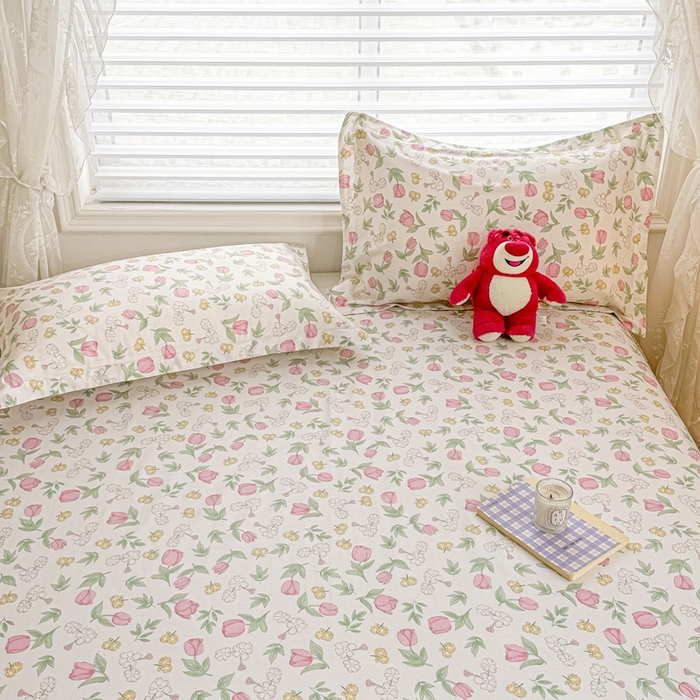 91家纺网 家纺一手货源 找家纺 金帛坊 2024新款全棉印花床单枕套三件套 米莱