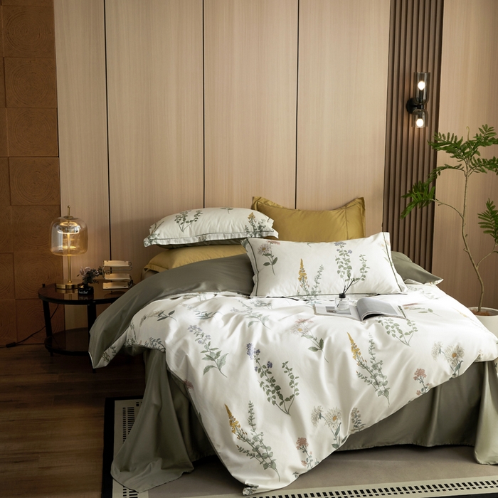 91家纺网 家纺一手货源 找家纺 怡家居 2024新款100支长绒棉印花四件套 雅典娜