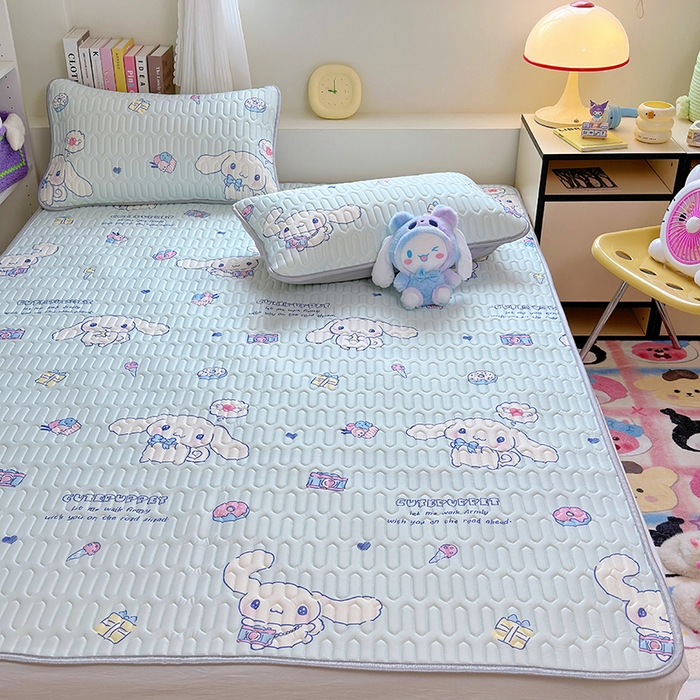 91家纺网 家纺一手货源 找家纺 澳萝拉 2024新款A类凉感丝三丽鸥乳胶凉席 开心大耳狗