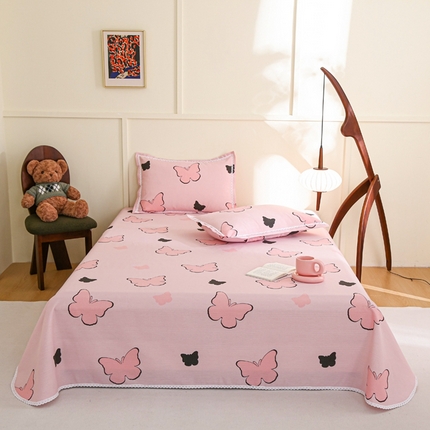 91家纺网 家纺一手货源 找家纺 （总）萌宝老粗布毛绒玩具 2025新款原棉老粗布印花床单系列细纱帆布软凉席三枚段条花边款