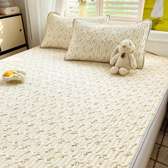 91家纺网 家纺一手货源 找家纺 慕澄家纺 2024新款小版印花0.5乳胶凉席系列 叶子青青