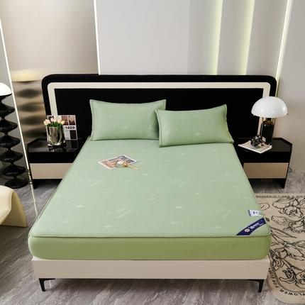 91家纺网 家纺一手货源 找家纺 宜派家纺 2024新款凉感丝刺绣凉席三件套 LC-绿-床笠