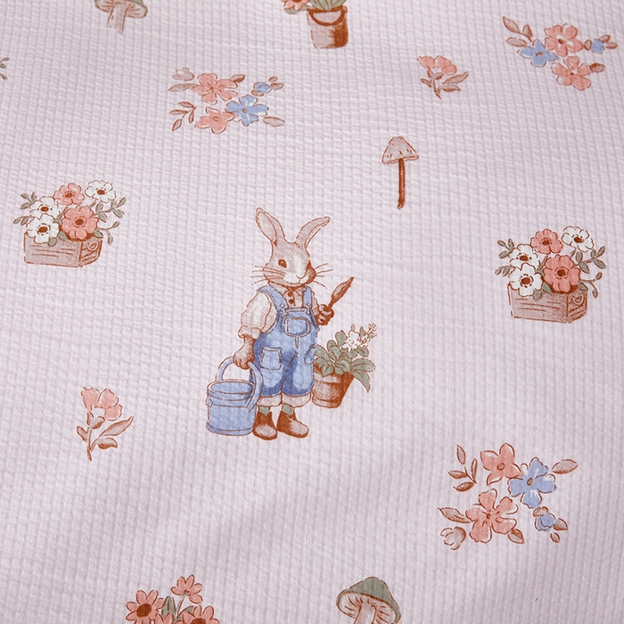 91家纺网 家纺一手货源 找家纺 全美家居 2025新款A类透气泡芙棉四件套 花丛兔