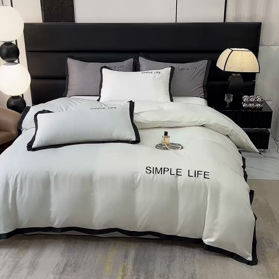 91家纺网 家纺一手货源 找家纺 艾米家居 2025水洗真丝提花系列简约生活 简约生活珍珠白