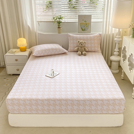 2024新品全棉老粗布单品床笠系列 千鸟格-米