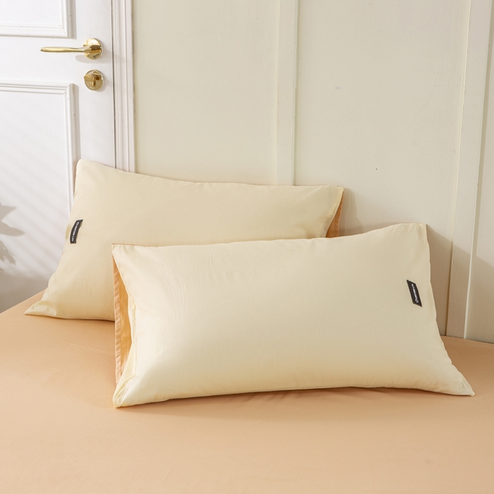 91家纺网 家纺一手货源 找家纺 黑马家居 2024新款双拼全棉四件套 奶白+香槟金