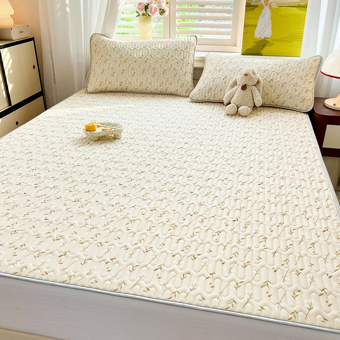 91家纺网 家纺一手货源 找家纺 慕澄家纺 2024新款小版印花0.5乳胶凉席系列 叶子青青