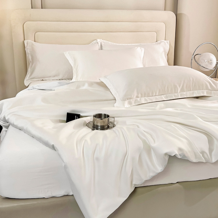 91家纺网 家纺一手货源 找家纺 锦罗绣 2024新款80s奥地利进口兰精天丝四件套 奶白