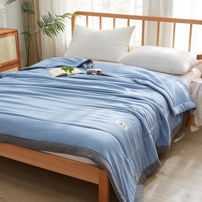 91家纺网 家纺一手货源 找家纺 （总）猎鹿人家纺 2024新款纯色水洗棉纱棉花夏被