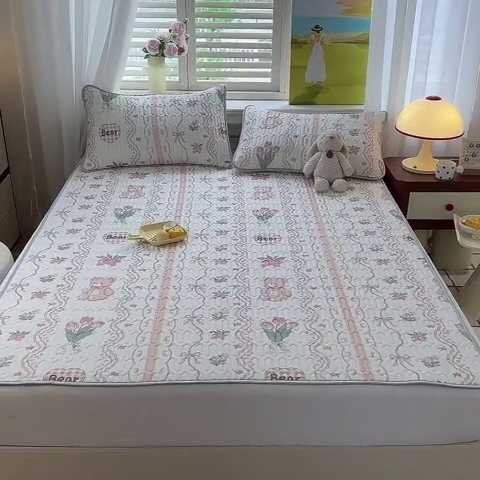 91家纺网 家纺一手货源 找家纺 慕澄家纺 2024新款小版印花0.5乳胶凉席系列 洛丽塔