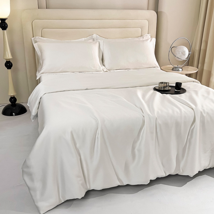 91家纺网 家纺一手货源 找家纺 锦罗绣 2024新款80s奥地利进口兰精天丝四件套 奶白