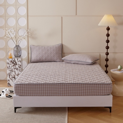 91家纺网 家纺一手货源 找家纺 杜先生 2024新款无印风水洗棉夹棉床笠 菲咖格