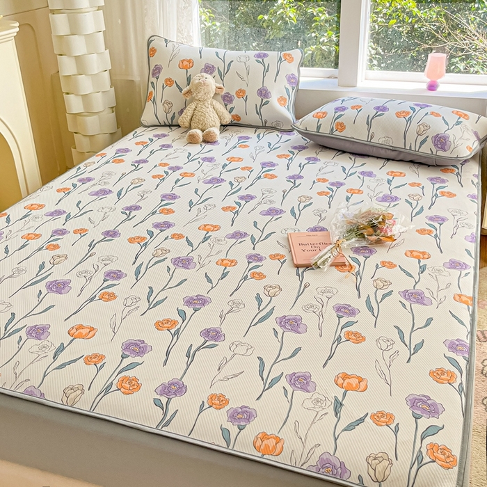 91家纺网 家纺一手货源 找家纺 星座 2025大斜纹复合冰丝凉席床笠款 恋恋花语-床笠款