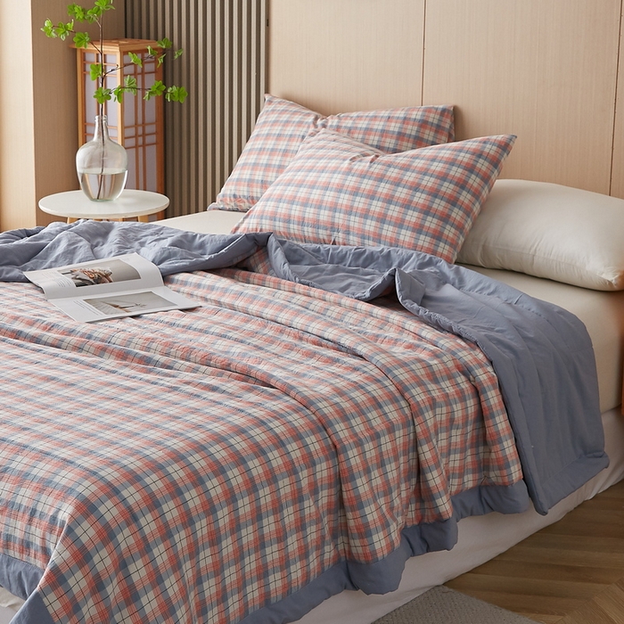 91家纺网 家纺一手货源 找家纺 猎鹿人家纺 2024新款水洗棉棉花夏被 贝拉-粉