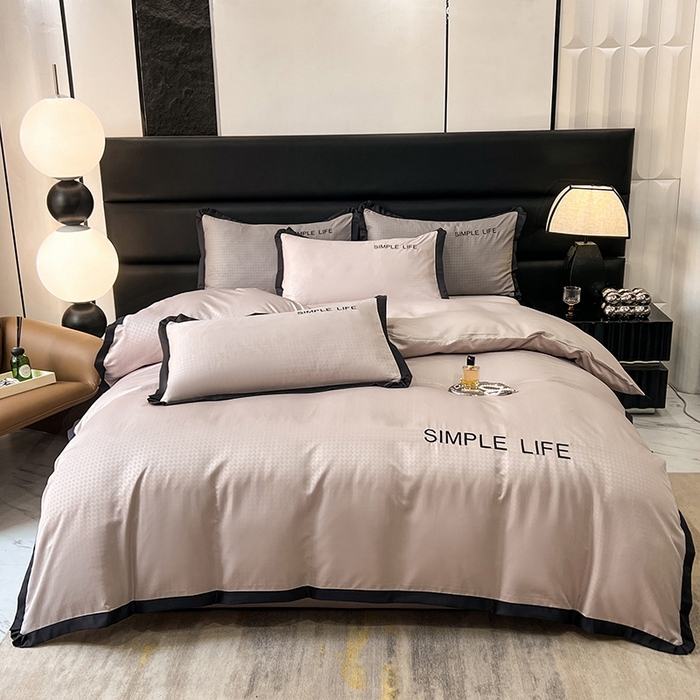 91家纺网 家纺一手货源 找家纺 艾米家居 2025水洗真丝提花系列简约生活 简约生活卡其