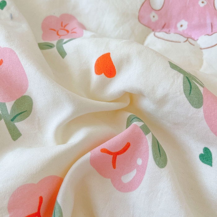 91家纺网 家纺一手货源 找家纺 创优家纺  2025新款A类皱皱纱小花边夏被 曼塔玫瑰