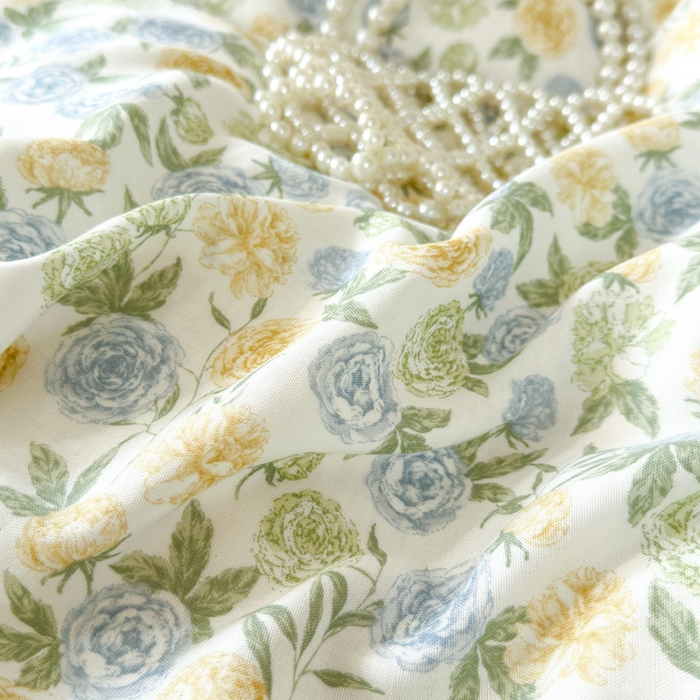 91家纺网 家纺一手货源 找家纺 淑女公社 2024春夏新款竹棉双层纱床裙款四件套-玫瑰庄园 玫瑰庄园 绿