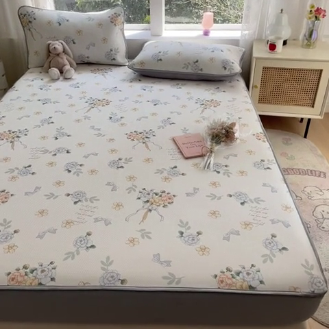 91家纺网 家纺一手货源 找家纺 星座 2025大斜纹复合冰丝凉席床笠款 拈花湾蓝-床笠款