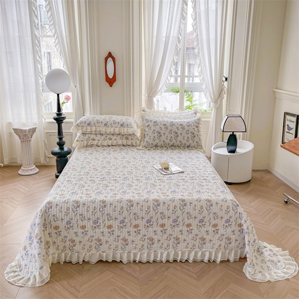 宜凡家纺  2024新款莫代尔印花床盖夏被四件套 浅安