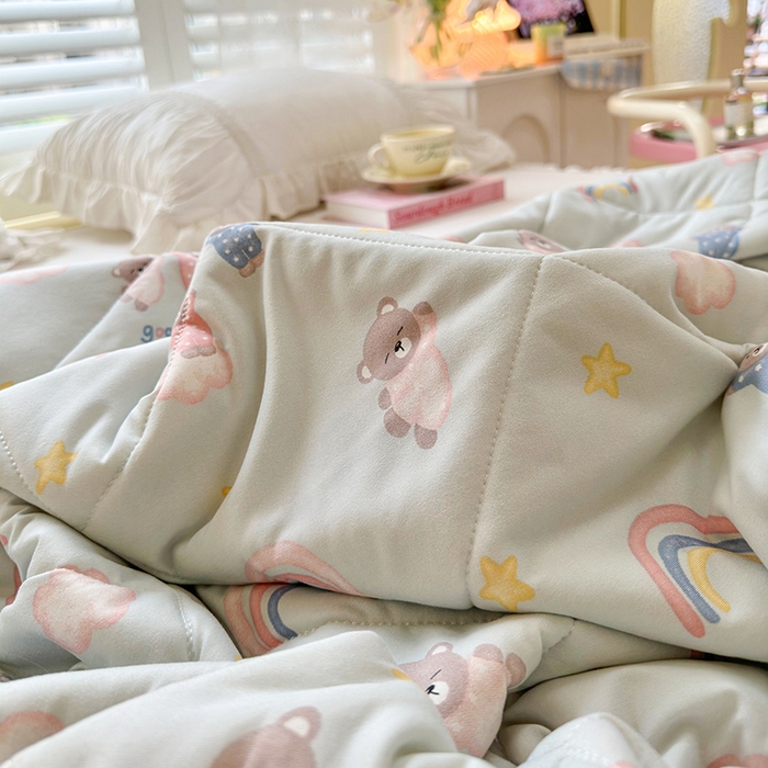 91家纺网 家纺一手货源 找家纺 琪格格纺织 2024新款A类卡通印花清新大豆针织夏被 200*230cm-夏被 针织被-睡衣派对