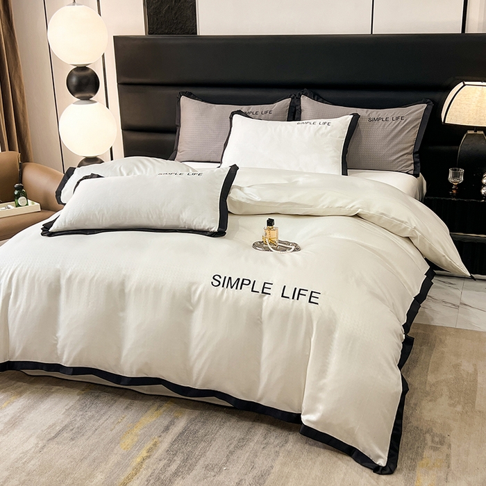 91家纺网 家纺一手货源 找家纺 艾米家居 2025水洗真丝提花系列简约生活 简约生活珍珠白