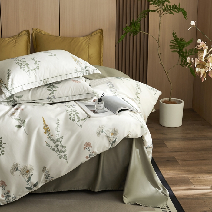 91家纺网 家纺一手货源 找家纺 怡家居 2024新款100支长绒棉印花四件套 雅典娜