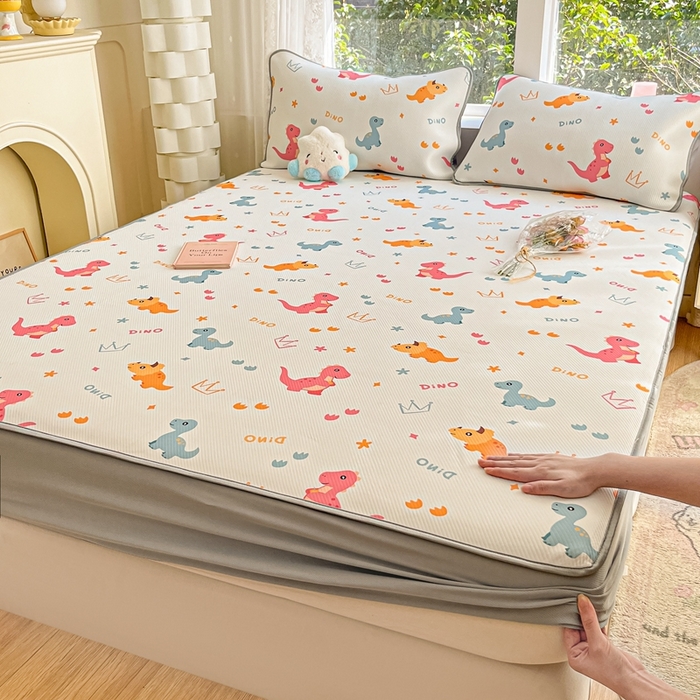 91家纺网 家纺一手货源 找家纺 星座 2025大斜纹复合冰丝凉席床笠款 可可龙-床笠款