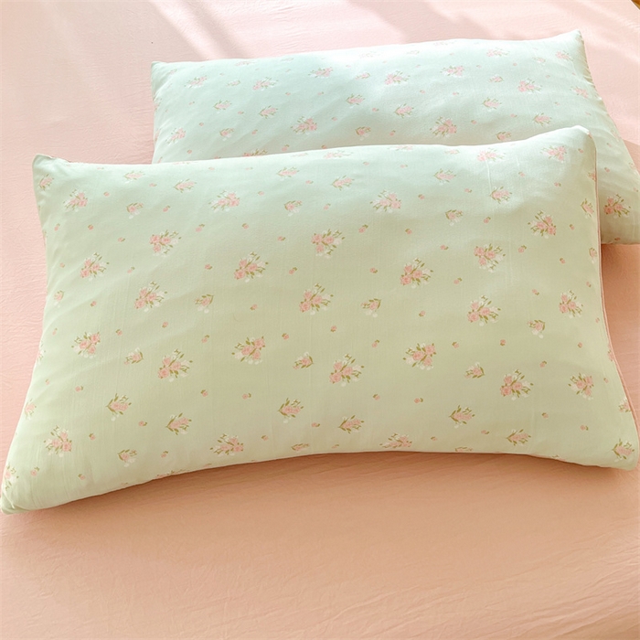 91家纺网 家纺一手货源 找家纺 多品 2024新款水洗棉双层纱四件套 半夏