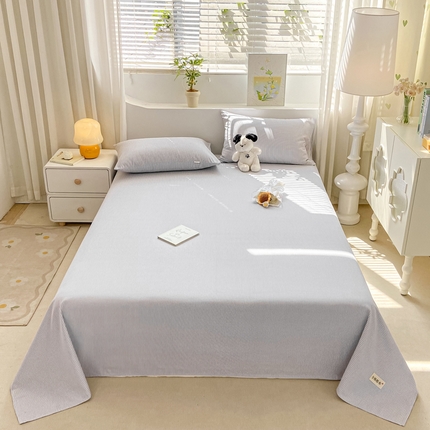 91家纺网 家纺一手货源 找家纺 卧趣家纺 2024新品全棉老粗布单品床单床笠系列-单品床单系列 莱卡-灰