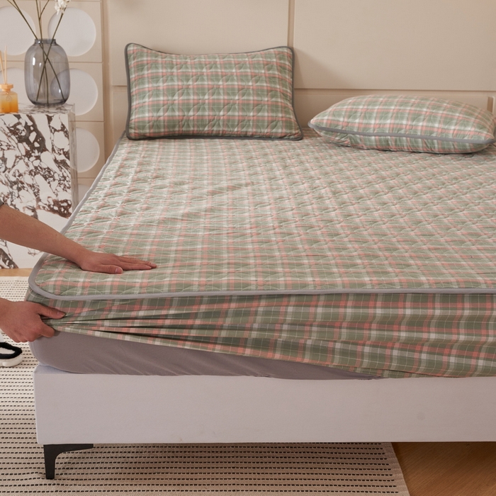 91家纺网 家纺一手货源 找家纺 杜先生 2024新款无印风水洗棉夹棉床笠 简兮格