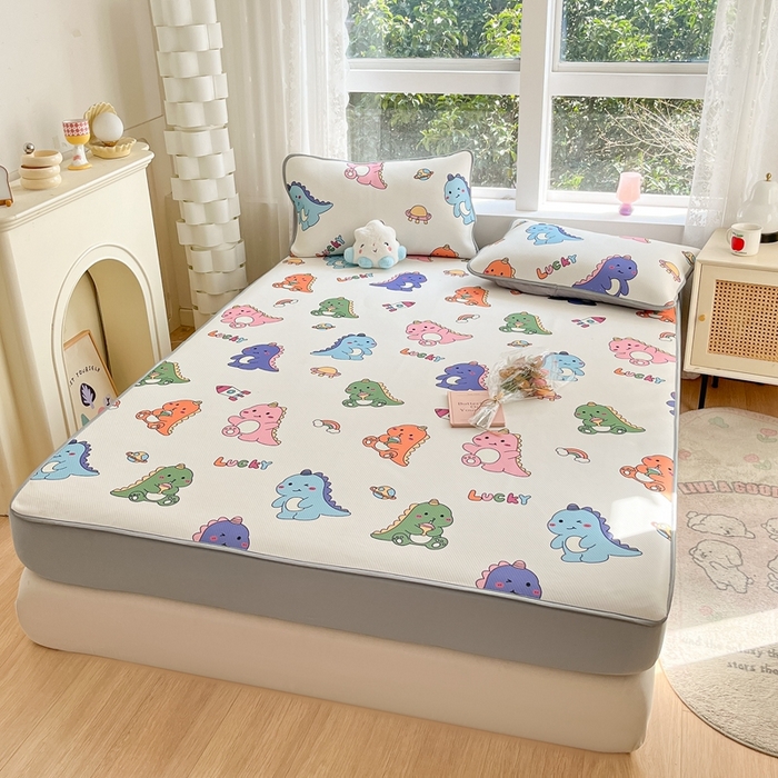 91家纺网 家纺一手货源 找家纺 星座 2025大斜纹复合冰丝凉席床笠款 七彩龙-床笠款